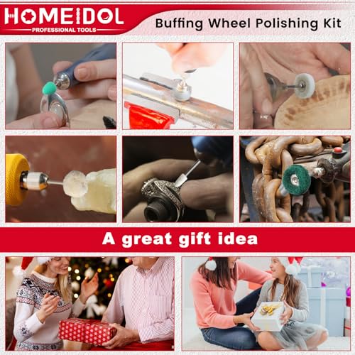 103PCS Buffing Wheel for Dremel Polishing Kit, HOMEIDOL 1/8" Shank Polishing Wheel for Dremel Tool Accessories, Abrasive Wheel Buffing Wire Brush Woolen Brush Rotary Polish Bits - style: 103PCS Buffing Wheels