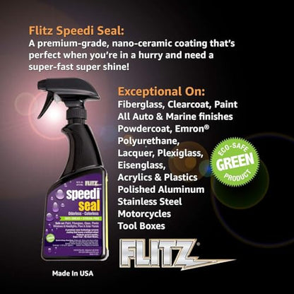 Flitz Speedi Seal - 16oz Bottle of USA-Made Ceramic Coating for Cars to Polish & Protect for Up to 6 Months - Works on Paint, Fiberglass, & More - Streak-Free Ceramic Spray Sealant (3 Pack) - size: 16 Fl Oz (Pack of 3)