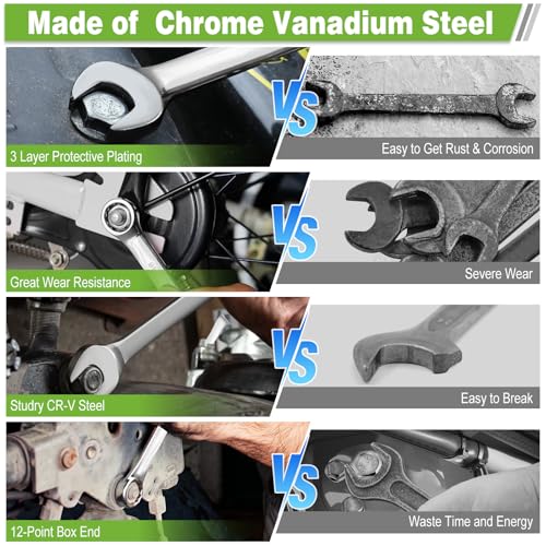11mm Wrench, Industrial Grade Spanner, Combination Wrenches Metric with 12-Point Box End, 15-Degree Offset, 11mm Wrenches Chrome Vanadium Steel Mirror Polished - size: 11mm