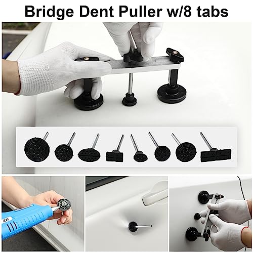 Bitlyle Dent Puller Hail Remover Kits,129pc Professional Car Paintless Dent Removal Tools,Slide Hammer 2 in 1 T-Bar, Adjustable Dent Lifter,Bridge Puller for Auto Body SUV Dings Damage DIY Removal