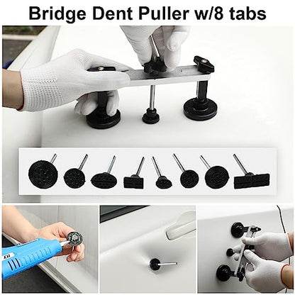 Bitlyle Dent Puller Hail Remover Kits,129pc Professional Car Paintless Dent Removal Tools,Slide Hammer 2 in 1 T-Bar, Adjustable Dent Lifter,Bridge Puller for Auto Body SUV Dings Damage DIY Removal