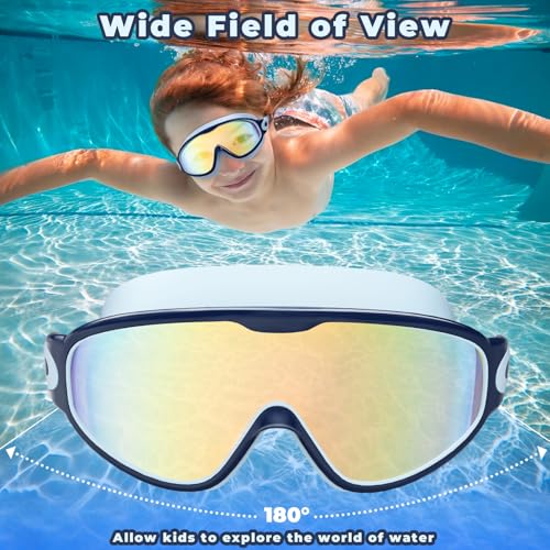 Keary 2 Pack Kids Swim Goggles for 3-15 UV Protection Anti-Fog Pool Water Swimming Goggles for Boys Girls Youth Toddler - color: Blue & Black