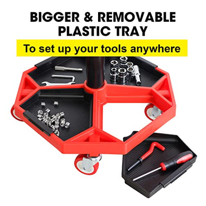 Big RED ATRXF8308R Torin Heavy Duty Pneumatic Garage Rolling Stool/Creeper Seat with Removable Plastic Tray, 300 lb Capacity, Black/Red - style: 8308