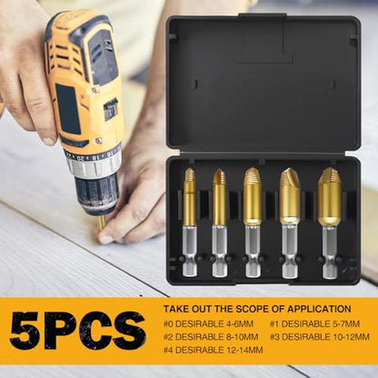 5-Piece Stripped Screw Extractor Set - HSS 4321, Father's Day, Gifts from Wife Daughter Son Manually Remove Screws and Bolts, Damaged Screw Removal Extractor Set - Ideal for DIY and Home Repairs - color: Golden