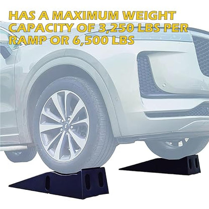 MaxxHaul 50515 6.25" Lift Car Ramps, 2-Pack – 6, 500lb GVW, Deep Grooved Surface for Stable Tire Placement, Heavy-Duty, Black