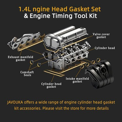 Head Gasket Set with Timing Tool Kit 1.4L Compatible with Chevrolet Cruze 1.4L Gas DOHC VIN-B C 9 2011-2015, Replace# HS54898, HS26540PT-1 (42PCS)