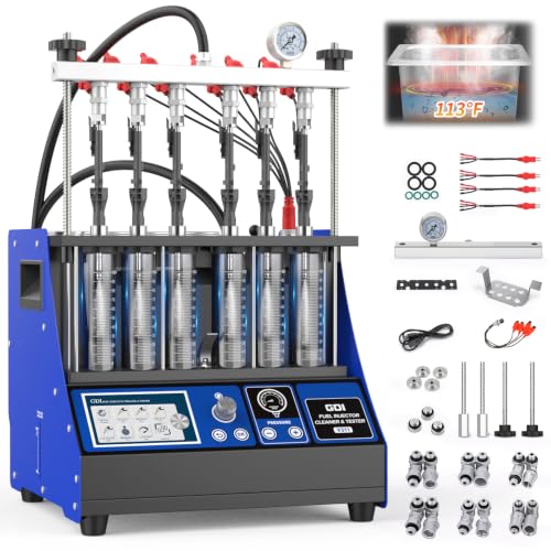 V311 GDI Fuel Injector Cleaner Machine 6‑Cylinder and 8‑Language Display | Heated Ultrasonic Cleaner Kit with Adjustabling Operating Voltage for Piezo/EFI/FSI Diesel Gasoline Car Motorcycle Injectors - size: 6-Cylinder-V311