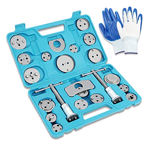 DNA Motoring TOOLS-00242 24-pcs Disc Brake Caliper Piston Compressor Wind Back Repair Tool Kit for Cars, with Carrying Case, Blue - color: Blue
