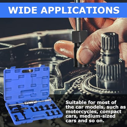 12 PCS Motorcycle Blind Hole Collet Bearing Puller Tool Kit, 8-32mm Motorcycle Wheel Bearing Removal Tool with Slide Hammer, Inner Internal Bearing Extractor Puller Kit
