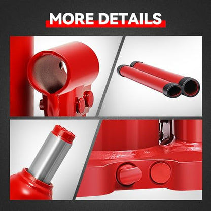 Auto Dynasty 4 Ton Hydraulic Bottle Jack, Automotive Welded Bottle Jack for Car, Pickup Truck, RV, Auto Repair, 8" to 15" Lifting Range (Red) - color: Red, size: 4 Ton