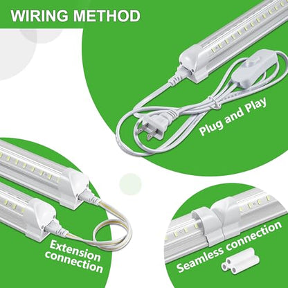 Skymoatled 4FT LED Shop Light, 50W 7500LM 6000K/White Super Bright, T8 Integrated Tube Light Fixture, Plug and Play, Linkable for Room, Garage, Workbench, Under Cabinet (2 Pack) - size: 4FT-2Pack-6000K