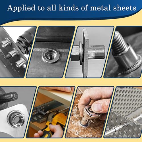 M5 Rivet Nuts, 100Pcs 304 Stainless Steel Flat Head Rivnut Threaded Insert Nutsert - color: Silver, size: Metric M5 - 100 Pcs