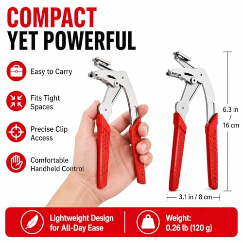 Car Clip Pliers, Auto Fastener Clip Removal Pliers, Spring Loaded Trim Removal Tool for Door Panel, Bumper Rivets, Interior Exterior Automotive Plastic Fasteners