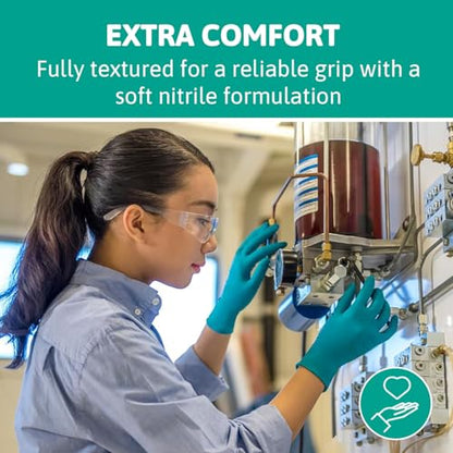 TouchNTuff 92-600 Nitrile Gloves - Disposable, Chemical Splash Resistant, Size Large. - color: Blue, size: Size 9 (Pack of 100)