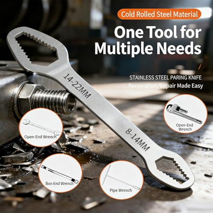 2 Packs Self Adjusting Wrench Set Dual Ended - Multifunctional Tool for Auto Repair and DIY Projects - color: Black(2pcs), size: 16cm