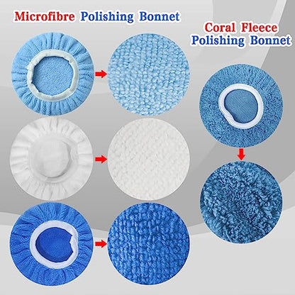 Buffing Bonnets Kit - 12pcs Polishing Bonnets for 9-10 Inch Orbital Buffer Polisher - color: 9-10inch-12pcs 4colors