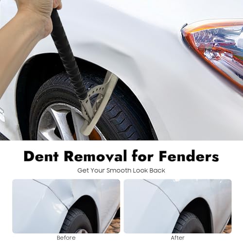 Car Fender Damage Repair Tools, Angle Adjustable, Stainless Steel Auto Car Dent Removal Fender Repair Kit with Storage Bag, M8 Thread