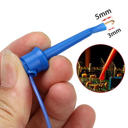 Sumnacon 10 Pcs Multimeter Electrical Test Dual Lead Test Hook Clips - 5 Colors 20 AWG Silicone Flexible Test Cables for Electronic, Component, Testing Connecting