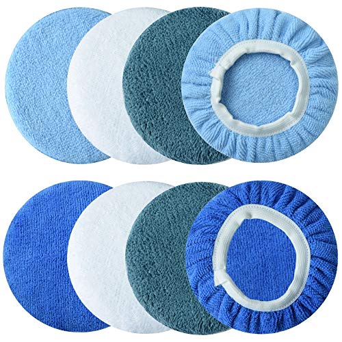 Boltigen 8pcs 5-6 inch Buffing Pads Orbital Polishing Pad 4 Colors 5'' to 6'' Microfiber Coral Fleece Bonnet Car Buffer Polisher Waxing Covers for Automobile Glass Cleaning and Polish - color: 5-6inch-8pcs 4colors