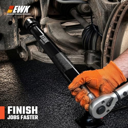 EWK Inner Tie Rod Tool Removal Kit with 20" Extension & 12 Crowfoot Adapters | SAE & Metric Sizes, Secure Lock Collar, No Rack & Pinion Removal Required for Professional Auto Repair Shops
