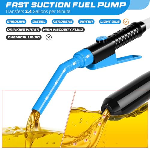 Portable Transfer Pump Battery Operated Electric Siphon Pump for Gas, Fuel, Diesel, Water Transfer 2.4 GPM Flow Oil Extractor, 47 Inches Hose-Easy to Use Hand Fuel Pump, Multi-Use Transfer Pump(Blue) - color: 1 Pack Blue 2