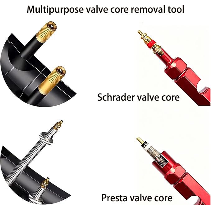 Valve Core Remover Tool Kit Bike and Car Repair Kit With Brass Replacement Presta Schrader Valve Core