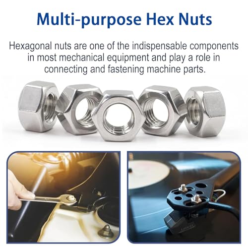 90Pcs M8-1.25mm Hex Nuts, 304(A2-70) Stainless Steel Nuts, Standard Metric Thread Nuts