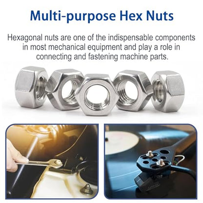 90Pcs M8-1.25mm Hex Nuts, 304(A2-70) Stainless Steel Nuts, Standard Metric Thread Nuts