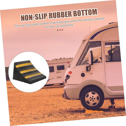 Portable Heavy Duty Rubber Wheel Chock Set for Cars and Trailers Anti-Skid Tire Stopper Non-Slip Design for Uphill Parking and RV Stabilization