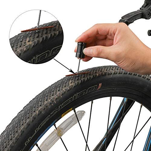 Oumers Tubeless Bike Tire Repair Tool Kit, Bike Tire Punctures with 5PCS Bacon Strips Plus Insertion Tool Tire Repair Fork Reamer - color: 5-orange