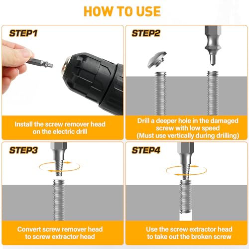 Damaged Screw Extractor Set, Remover for Stripped Screws Nuts & Bolts, Drill Bit Tools for Easy Removal of Rusty & Broken Hardware, Superb Gift for Men Broken Bolt Extractor Screw Remover Set - style: Screw Extractor 5PCS