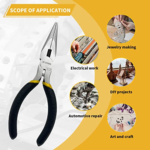BOOSDEN 5" Small Needle Nose Pliers 10 Pack, Mini Needle Nose Plier with Wire Cutters, Spring Loaded Needle Nose Pliers for Jewelry, Crafts, Electronics - size: 5" (10 Pack)