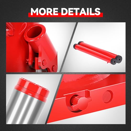 Auto Dynasty 25 Ton Hydraulic Bottle Jack, Automotive Welded Bottle Jack for Car, Pickup Truck, RV, Auto Repair, 10" to 18" Lifting Range (Red) - color: Red, size: 25 Ton