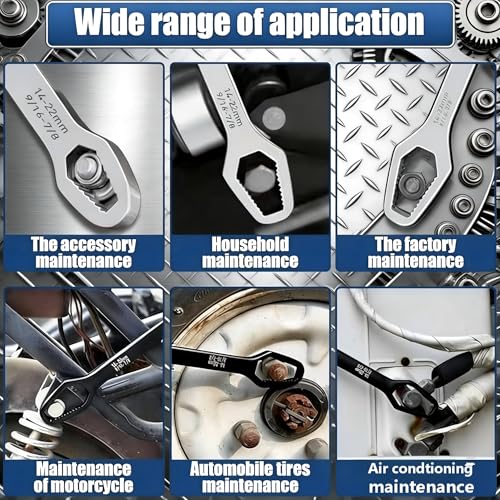 2 pcs Universal Torque Wrench, Self Adjusting Tightening Double Ended, 3-17mm & 8-22mm Self-Tightening Wrench, For Home, Car, Factory,Repair (White+Black)