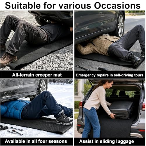 Rolling Creeper Mat, Upgraded Heavy-Duty Thick Reinforced | 2.5Lbs, for Low Clearance, Foldable, Under Car Repair, Portable Storage Bag, Portable Mechanics Mat, Cool Gifts, 60"x28"