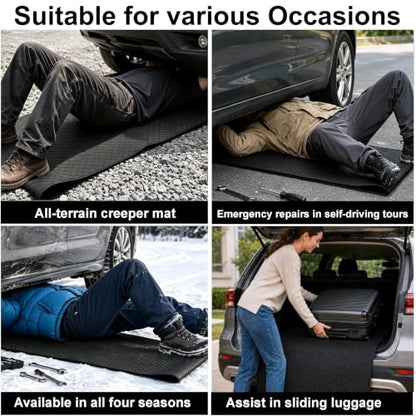 Rolling Creeper Mat, Upgraded Heavy-Duty Thick Reinforced | 2.5Lbs, for Low Clearance, Foldable, Under Car Repair, Portable Storage Bag, Portable Mechanics Mat, Cool Gifts, 60"x28"