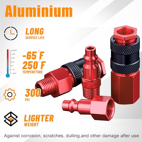 40 PCS Universal 1/4" Air Coupler and Plug Kit,1/4 Inch Lightweight Aluminium Quick Air Hose Fittings Set for Air Compressor Accessories