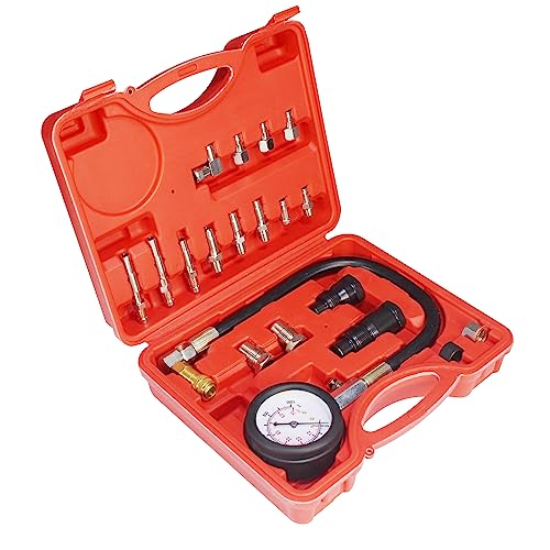 Diesel Engine Compression Tester Automotive Fuel Pressure Tester Kit, Engine Compression Gauges Tool 1000 PSI Cylinder Compression Gauge for Car and Truck
