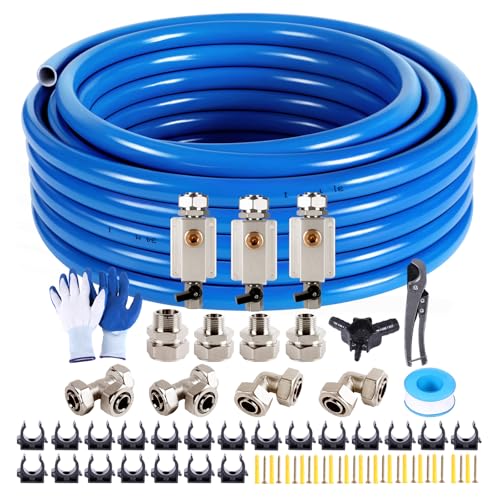 Shop Air line kit 3/4"×100'&200'&300' HDPE-Aluminum-HDPE Air Tubing Compressed Air Line Kit for Air Compressor Accessories Leak Proof&Easy to Install Compressed Air Piping System for Garage - size: 3/4"×100FT