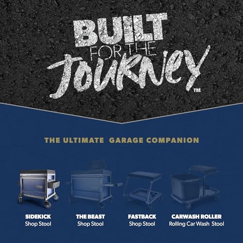 URBANTRANSIT Sidekick Heavy Duty Shop Stool - 500 Lb Capacity Rolling Stool for the Garage and Workshop with Toolbox Storage and 360 Degree Swivel Wheels - an Ideal Mechanics Stool or Workshop Stool