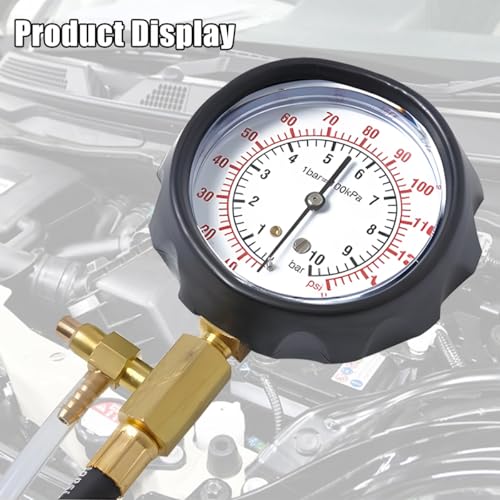 0-140PSI Car Fuel Pressure Tester Kit, TU-114 Vehicle Gas Gasoline Injection Pump Pressure Tester Gauge Kit, Automobile Oil Injection Pump Diagnostic Tool Set, Universal Fit