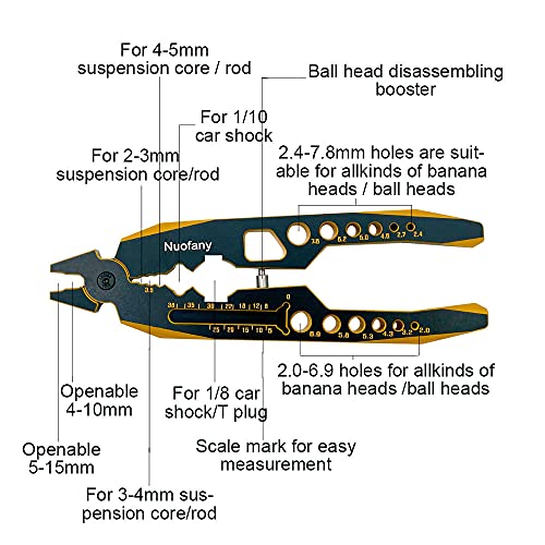 RC Shock Absorber Pliers 4 in 1 Multi-Function & 1/10 Wheel Wrench Tools for 1/8 1/10 Traxxas HSP Arrma Axial Losi Redcat RC Cars Trucks Rock Crawlers