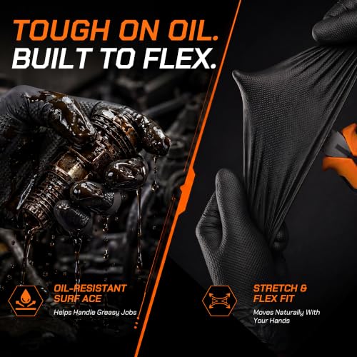 HEAVY DUTY 10 Mil Nitrile Gloves Disposable Rubber Cooking Gloves Industrial Raised Diamond Texture,Latex Free 1000PCs - size: Medium