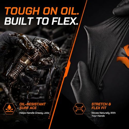 HEAVY DUTY 10 Mil Nitrile Gloves Disposable Rubber Cooking Gloves Industrial Raised Diamond Texture,Latex Free 1000PCs - size: Large