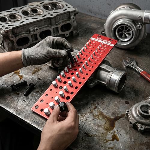 Manalete Thread Checker, 42 Nut and Bolt Thread Checker, Screw Size and Thread Identifier Gauge with 19 Standard & 15 Metric & 8 Drill Bit Gauges, Bolt Size Finder for Quickly Identify Thread Sizes - size: 42 Gauges - 19 Inch & 15 Metric &8 Drill Gauges