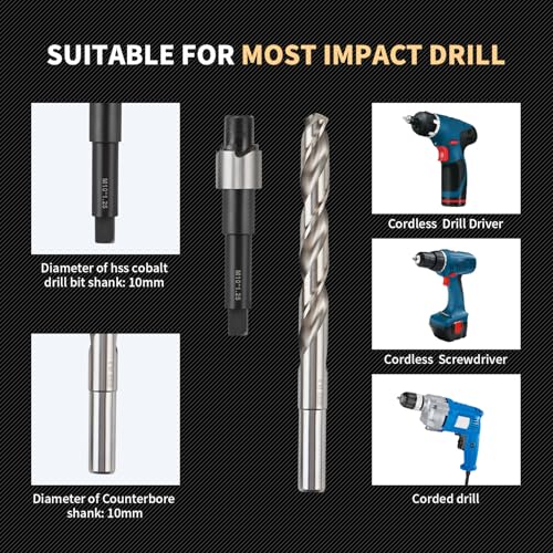M10X1.25 Thread Repair Kit with 14mm Insert HSS Drill, Tap, Counterbore,Installation Driver,Stainless Steel Insert M10*1.25 * 14mm *10PCS