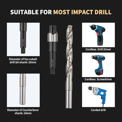M10X1.25 Thread Repair Kit with 14mm Insert HSS Drill, Tap, Counterbore,Installation Driver,Stainless Steel Insert M10*1.25 * 14mm *10PCS