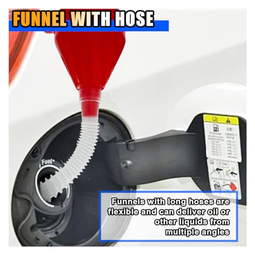 KITUREK Long Hose Plastic Fuel Funnel, Wide Mouth Plastic Oil Funnel, 1PC | Flexible Funnel Universal for Automotive Gasoline Diesel Water Engine Oil Gas Fuel Fluid Liquid Transmission