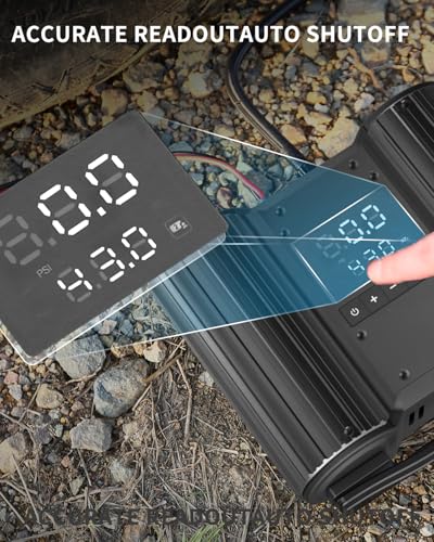 Dual-30mm-Cylinder 18000 RPM Motors Car Tire Inflator, Off Road Air Compressor for Truck 150 PSI 12V Heavy Duty Portable Tire Inflator with Gauge Auto Onboard