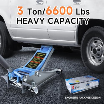 LARBANKE 3 Ton Low-Profile Hydraulic Floor Jack,Built with Durable Carbon and Steel,Floor Jack with Dual Pump System for Fast Lifting,6600Lbs Capacity,Lifting Range:3.15-18.31" - size: 465mm